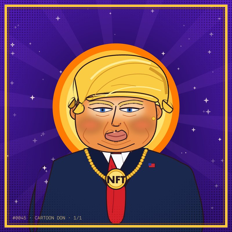 Avatar caricatura estilo NFT con traje y medallón