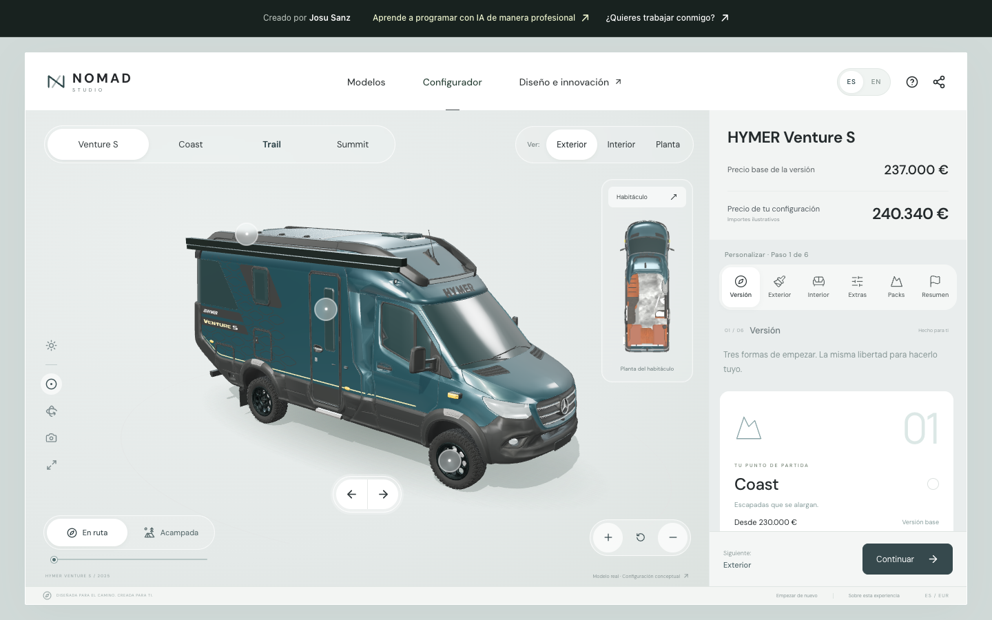 Nomad, configurador interactivo de camper